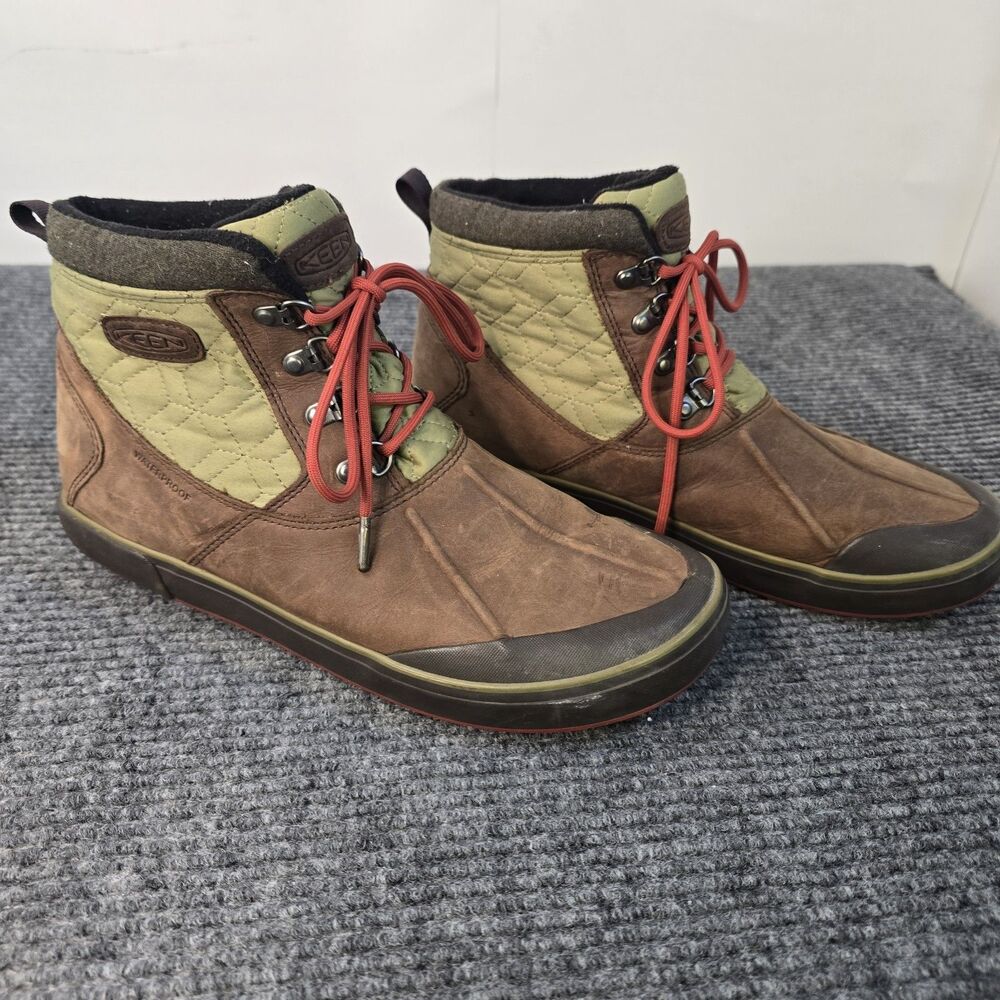 Keen Boots Womens 11 Brown Green Elsa II Quilted Waterproof Ankle Hiking Boots
